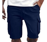 2026 - Vêtements de travail européens unis avec de grandes poches pour hommes, décontracté, décontracté, confortable, tendance, sport d'affaires, pantalon cinq quarts short homme 33, Marine, S