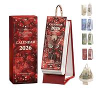 2026 Vintage European Style Oil Painting Flip Calendar, Creative Daily Tear-Off Calendar with Butterfly Pendant, Wall Calendars 12 Month Planner, Memo Journal for Women, Office, and Art Lovers (Red)