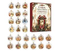 2026 Vintage Scene - 24-Day Christmas Tree Acrylic | 10.24" x 7.09" x 1.18" Box (26x18x3cm), 180g Weight, Flat Acrylic Construction with Vintage Winter Snow Scenery Prints