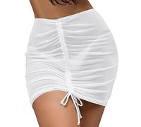 2026 Volley Femmes Up Wrap Déguisements Plage Bikini Up String Brillant Housse en maille Wraps Jupe Sheer Rock Beach Housse pour Bikini Set, Blanc., M