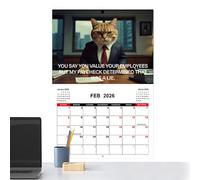 2026 Wall Calendar, Monthly Planner 11.22x8.27 Inches Page with Kitten Design, Desktop Paper Organizer, Business Schedule with Family Style, Home Tracker for Desk and Kitchen