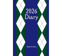 2026 Week to View Diary: Refined Argyle Style Cover, in Navy and Green. 5.5"x8.5" Size. Ideal for Personal, Business, or Student Use