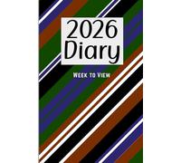 2026 Week to View Diary: Stylish Lined Pattern Cover, in Green and Brown. 5.5"x8.5" Size. Ideal for Personal, Business, or Student Use
