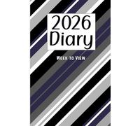 2026 Week to View Diary: Stylish Lined Pattern Cover, in Shades of Grey. 5.5"x8.5" Size. Ideal for Personal, Business, or Student Use