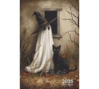 2026 Weekly Planner: Cute Ghost and Black Cat Witchy Journal with Affirmations