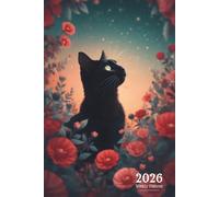 2026 Weekly Planner: Mystical Black Cat in Red Flowers Journal Witchy Floral Agenda for Women, Mindful Planning & Gift Ideas