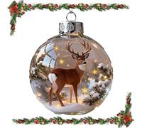 2026 Wildlife Wonders Collection Crystal Glass Ornament,2.75in Handcrafted Vivid 3D Animal Christmas Decoration,Luxury Winter Tree Decor Sparkling Star Accents,Clear Plastic Xmas Balls (Deer)