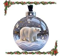 2026 Wildlife Wonders Collection Crystal Glass Ornament,2.75in Handcrafted Vivid 3D Animal Christmas Decoration,Luxury Winter Tree Decor Sparkling Star Accents,Clear Plastic Xmas Balls (Bear)