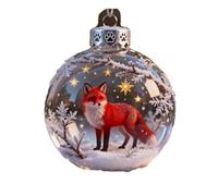 2026 Wildlife Wonders Collection Crystal Glass Ornament 3D Animal Hanging Ball Decoration for Home & Christmas (Red Fox)