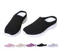 2026 Women's Breathable Knit Slip-on Walking Shoes Comfortable Backless Mules Sneakers Orthopedic Slide on Backless Tennis Sneakers Loafers (Black,37)