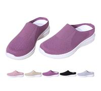 2026 Women's Breathable Knit Slip-on Walking Shoes Comfortable Backless Mules Sneakers Orthopedic Slide on Backless Tennis Sneakers Loafers (Purple,40)