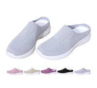 2026 Women's Breathable Knit Slip-on Walking Shoes Comfortable Backless Mules Sneakers Orthopedic Slide on Backless Tennis Sneakers Loafers (Grey,43)