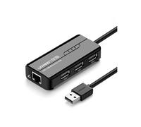 Hub USB 2.0 UGREEN avec adaptateur Ethernet RJ45 - Noir