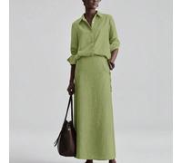 2026SS Nouveau ensemble 2 pièces en tissu tressé, chemise à boutons et jupe à nœud sur le côté, convient pour la Saint-Valentin, la saison des mariages, la Fête de l'Indépendance, le style urbain chic