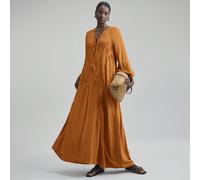 2026SS Nouvelle robe à col V et manches raglan, robe orange unie best-seller, robe minimaliste décontracté, robe d'été bohème, élégante et confortable, coupe ample, convient pour les vacances et les j