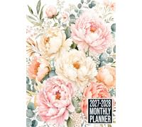 2027-2028 Monthly Planner: Peony Flower Themed Cover Two-Year Calendar Organizer with Monthly Goals, To-Do Lists, Notes, Vision Board and Contacts