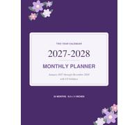 2027-2028 Monthly Planner: Two-Year Calendar with US Holidays, Goal Checklist, Contacts and Birthday Tracker - Purple Floral
