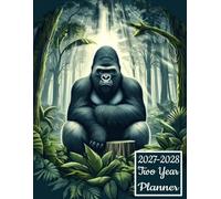 2027-2028 Two Year Planner: Gorilla Ape themed Cover 2 Page Spreads With Monthly Calendar Grids 24 Month Organizer Schedule Address Contact