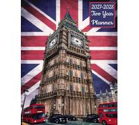 2027-2028 Two Year Planner: London Britain United Kingdom Themed Design Cover 2 Page Spreads With Monthly Calendar Grids 24 Month Organizer Schedule Address Contact