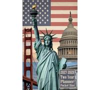 2027-2028 Two Year Planner Pocket Size: American US Flag Themed Cover 2 Page Spreads With Monthly Calendar Grids 24 Months Organizer Notes