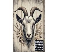 2027-2028 Two Year Planner Pocket Size: Goat Animal Themed Cover 2 Page Spreads With Monthly Calendar Grids 24 Months Organizer Notes