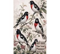 2027-2028 Two Year Planner Pocket Size: Rose Breasted Grosbeak Bird Themed Cover 2 Page Spreads With Monthly Calendar Grids 24 Months Organizer Notes