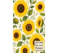 2027-2028 Two Year Planner Pocket Size: Sunflower Flower Floral design Themed Cover 2 Page Spreads With Monthly Calendar Grids 24 Months Organizer Notes