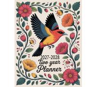 2027-2028 Two Year Planner: Tanager Bird themed Cover 2 Page Spreads With Monthly Calendar Grids 24 Month Organizer Schedule Address Contact
