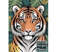 2027-2028 Two Year Planner: Tiger Animal themed Cover 2 Page Spreads With Monthly Calendar Grids 24 Month Organizer Schedule Address Contact Notes