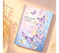 2027-2030 4-Year Monthly Planner Spiral Watercolor Butterfly Goal Journal | Format A5 360° à plat avec ouverture mensuelle pour le suivi des objectifs à long terme, la planification de carrière