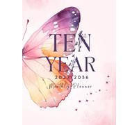 2027-2036 Ten Year Monthly Planner: 10 Year Calendar Organizer Two Pages Per Month From January 2027 To December 2036 with Holidays Butterfly watercolor