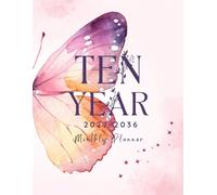 2027-2036 Ten Year Monthly Planner: 10 Year Calendar Organizer Two Pages Per Month From January 2027 To December 2036 with Holidays Butterfly watercolor