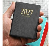 2027 A7 Pocket Daily Planner Mini Schedule Notebook (Black) | Couverture en polyuréthane texturé, 128 pages, légère, 42 g, 7,8 × 10,6 cm, options multicolores pour un emploi du temps