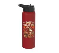 2027 Année de chèvre Mouton Ram Zodiaque Chinois Nouvel An Chinois Stainless Steel Insulated Water Bottle