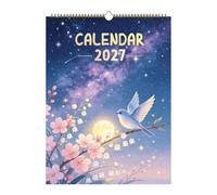 2027 Bird Wall Calendar 12-Month Rare Bird Writing Planner English