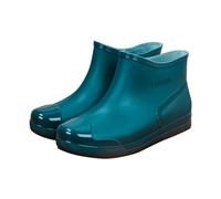 2027-Bottes de Pluie féminines Tendance Chaussures Aquatiques en à Basse Semelles antidérapantes intérieur doublé de Polaire Chaude première de propreté Amovible en Coton (Green, 38)