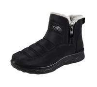 2027-Bottines d'hiver tendance doublées polaire chaudes confortables décontractées cheville montante zip latéral semelle antidérapante style urbain saison froide bout fermé décontractée (Black, 39)