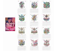 2027 Calendrier de Bureau DIY Diamant, Design Créatif, Set Mensuel | Calendrier de bureau à poser : art diamants mensuel à retourner, de janvier 2027 à décembre 2027