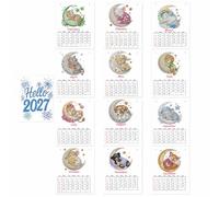 2027 Calendrier de Bureau DIY Diamant, Design Créatif, Set Mensuel | Calendrier de bureau à poser : art diamants mensuel à retourner, de janvier 2027 à décembre 2027