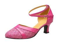 2027-Chaussures de Danse Latine Tango pour Femmes Escarpins Scintillants à Talons Moyens Parfaits pour Les Pratiques de et soirées dansantes Alliant Confort Maintien et élégance sur Piste (40)