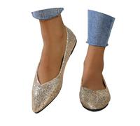 2027-Chaussures décontractées légères en toile pour femmes confortables et respirantes semelle souple idéales quotidien vacances plage soirées fêtes nuits teinte unie slip-on talon bas quatre (Gold,