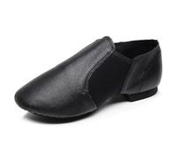 2027-Chaussures Femme Cuir Souple Danse Intérieure Unies Confortables Bout Fermé antidérapantes Semelle Plate Toute Saison (Black, 38)