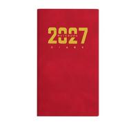 2027 Daily Agenda Notebook, Pocket Size Leather Planner Organizer | Premium PU leather diary with eye-protecting paper, perfect for business planning and travels Red