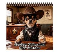 2027 Desk Calendar - Cowboy Dog Western Thick Paper Monthly Planner