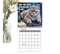 2027 Elegant Cat Wall Calendar - 12 Month Monthly Hanging Planner | Whimsical Kitten Art & Quotes on Thick Paper (7.87x7.87 in, 145g), Perfect Home & Office Decor Gift for Cat Lovers