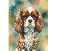 2027: Large Monthly Calendar Planner - Watercolor Cavalier King Charles Spaniel Dog