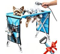 2027 New 2-in-1 Foldable Pet Grooming Bed, with Surface and Strap (Blue) | for Washing Maintenance Travel Grooming,Mesh Bed for Cats And Small Dogs