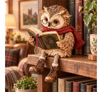 2027 New Reading Owl Figurine, Little Readers Cute Bookshelf Decor (1PCS) | Vintage Rustic Shelf Sitter with Glasses and Dangling Legs, Figurine of an Owl Reading Decor for Book Lovers and Home Office