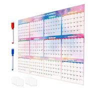 2027 Planner Mural Effaçable, 12 Mois Calendrier Annuel Pliable Set Kit | Planner Double Face 12 Mois, top Effaçable avec 2 Stylos, Montage Mural pour Maison Bureau Cuisine Classe Étude