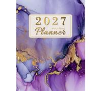 2027 Planner: Weekly and Monthly Organizer 8.25x11 with Amethyst Marble Luxe Design, Habit Tracker US Holidays 12 Months from January to December Including 52 Weeks for Time Management